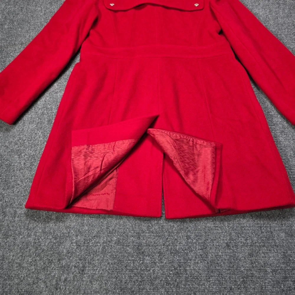 Michael by Michael Kors Red 100% Wool Coat Women 8 Long Length Snap Button‎ - Picture 13 of 14
